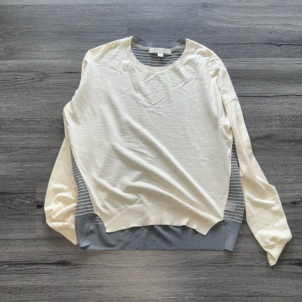 Brochu Walker Cream and Gray Crewneck Sweater
